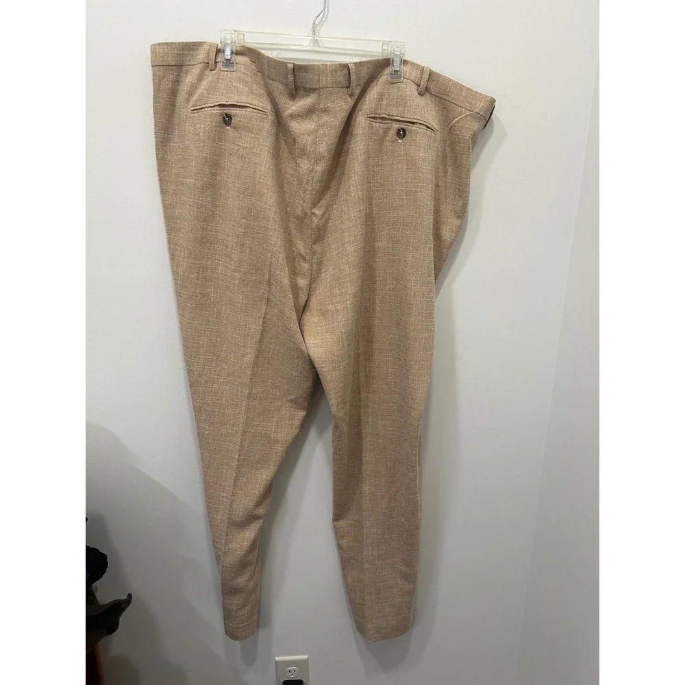 Paisley & Gray Mens‎ Tan Brown Textured Flat Front Dress Pants W48 L32 Stretch